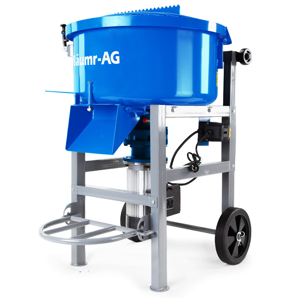 BAUMR-AG 120L Forced Action Pan Mixer, 1500W Electric, Heavy-Duty Frame, for Mortar Screed Resin Cement, 10 Inch Solid Rubber Wheels