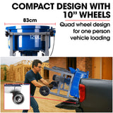 BAUMR-AG 120L Forced Action Pan Mixer, 1500W Electric, Heavy-Duty Frame, for Mortar Screed Resin Cement, 10 Inch Solid Rubber Wheels - Close-Up Angle