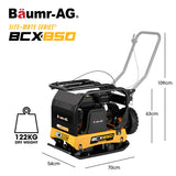 BAUMR-AG 125kg 450x630mm 7HP Plate Compactor, 32kN Vibratory Compaction, Wheel Kit, Protective Paver Pad, Commercial-Grade - Rear View