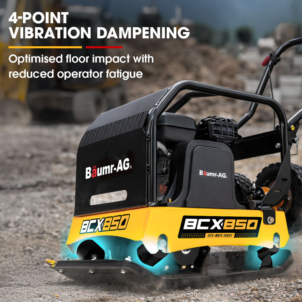 BAUMR-AG 125kg 450x630mm 7HP Plate Compactor, 32kN Vibratory Compaction, Wheel Kit, Protective Paver Pad, Commercial-Grade