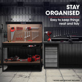 BAUMR-AG Steel Workbench with LED Worklight for Garage Workshop - Side View