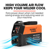 ROSSI 160 Amp Inverter Arc MMA Stick DC Welder, Portable Welding Machine, 15A Plug - Close-Up Angle