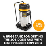 UNIMAC 100L 2400W Wet and Dry Vacuum Cleaner, Heavy-Duty Dual Copper Motors, Accessory Set, for Work