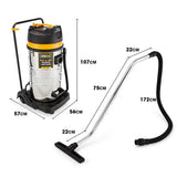 UNIMAC 100L 2400W Wet and Dry Vacuum Cleaner, Heavy-Duty Dual Copper Motors, Accessory Set, for Work - Rear View