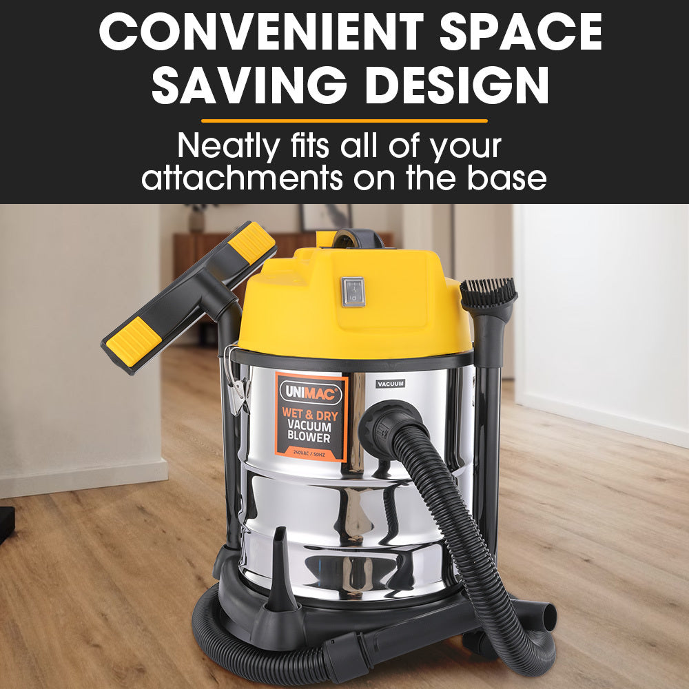 UNIMAC 20L 1400W Wet and Dry Vacuum Cleaner, with Blower, for Car, Workshop, Carpet