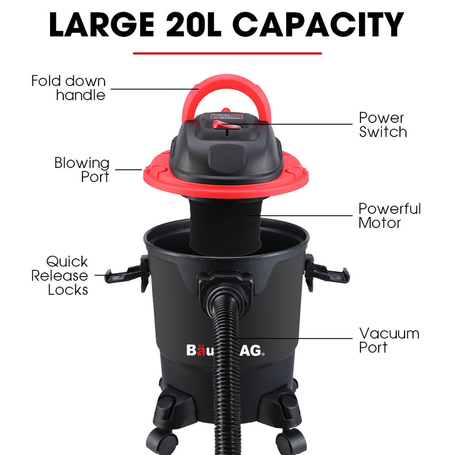 BAUMR-AG 20L 1200W Wet and Dry Vacuum Cleaner, with Blower, for Car, Workshop, Carpet