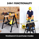BAUMR-AG Portable Multifunction Workbench, 2-in-1 Worktable and Sawhorse, Height Adjustable, Expandable - Front View