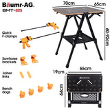BAUMR-AG Portable Multifunction Workbench, 2-in-1 Worktable and Sawhorse, Height Adjustable, Expandable - Rear View