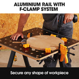 BAUMR-AG Portable Multifunction Workbench, 2-in-1 Worktable and Sawhorse, Height Adjustable, Expandable - Low Angle