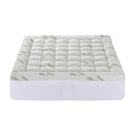Giselle Bedding king pillowtop bamboo mattress topper, 11cm thick, green and white, bamboo fabric cover