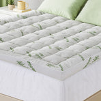 Giselle Bedding king pillowtop bamboo mattress topper, 11cm thick, green and white