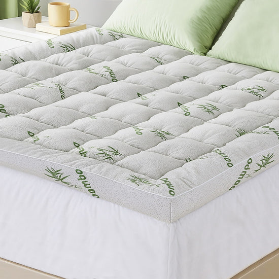 Giselle Bedding 1500GSM Pillowtop Mattress Topper Bamboo Mattress Pad for Back Pain Relief Washable 11cm Thick Bed Cover with 45cm Deep Pocket King