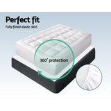 Giselle Bedding 5cm Bamboo Pillowtop Mattress Topper 1000GSM Mattress Pad for Back Pain Relief Washable Breathable Protector with 45cm Deep Pocket Double - Rear View