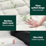 Giselle Bedding Pillowtop Mattress Topper 7.5cm Thick Bamboo Pad for Back Pain Relief Washable Skin-friendly Bed Protector with 45cm Deep Pocket King Single