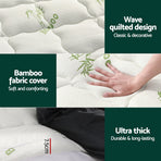 Giselle Bedding Pillowtop Mattress Topper 7.5cm Thick Bamboo Pad for Back Pain Relief Washable Skin-friendly Bed Protector with 45cm Deep Pocket Queen
