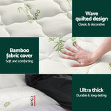 Giselle Bedding Mattress Topper Pillowtop Bamboo 7.5cm Single - Top-Down View