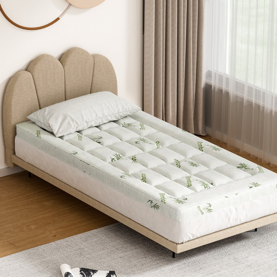 Giselle Bedding Pillowtop Mattress Topper 7.5cm Thick Bamboo Pad for Back Pain Relief Washable Skin-friendly