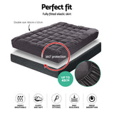 Giselle Bedding Bamboo Charcoal Filling Pillowtop Topper 1000GSM 5cm Thick Pillowtop Pad for Back Pain Relief Washable with 45cm Deep Pocket Double - Front View