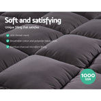Giselle Bedding Bamboo Charcoal Filling Pillowtop Topper 1000GSM 5cm Thick Pillowtop Pad for Back Pain Relief, image 5