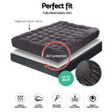Giselle Bedding Bamboo Charcoal Filling Pillowtop Topper 1000GSM 5cm Thick Pillowtop Pad for Back Pain Relief Washable with 45cm Deep Pocket Single - Front View