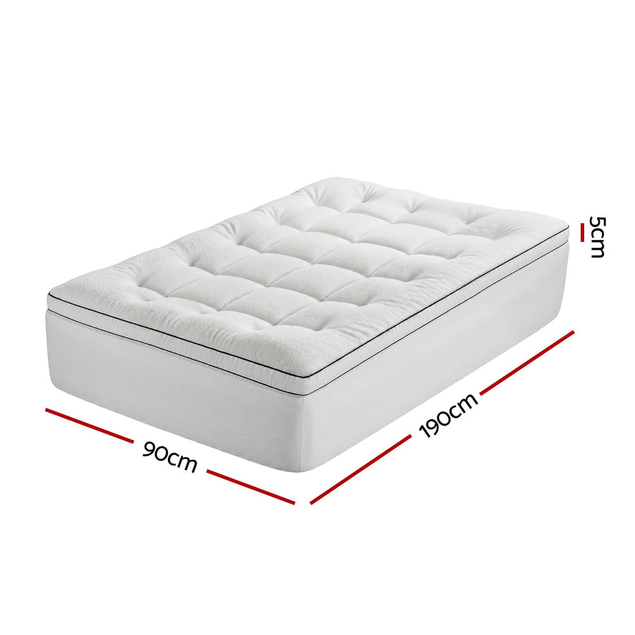 Giselle Bedding Single Mattress Topper 5cm Coral Fleece