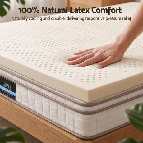 Giselle Bedding Queen Latex Mattress Topper 7-Zone Natural Latex Core Breathable 5cm, image 4