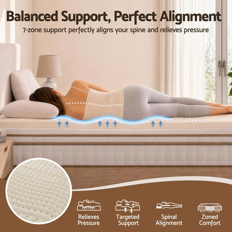 Giselle Bedding Queen Latex Mattress Topper 7-Zone Natural Latex Core Breathable 5cm, image 5
