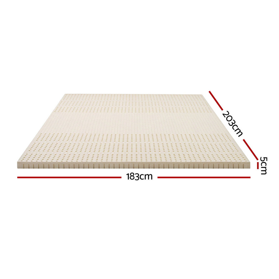 Giselle Bedding Latex Mattress Topper, 5cm Thick Cooling Bed Pad for Side Sleepers Pain Relief, 7 Zone Foldable Mat with Washable Cover for Guest Room Bedroom King