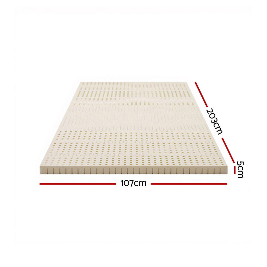 Giselle Bedding Latex Mattress Topper, 5cm Thick Cooling Bed Pad for Side Sleepers Pain Relief, 7 Zone Foldable Mat with Washable Cover for Guest Room Bedroom King Single