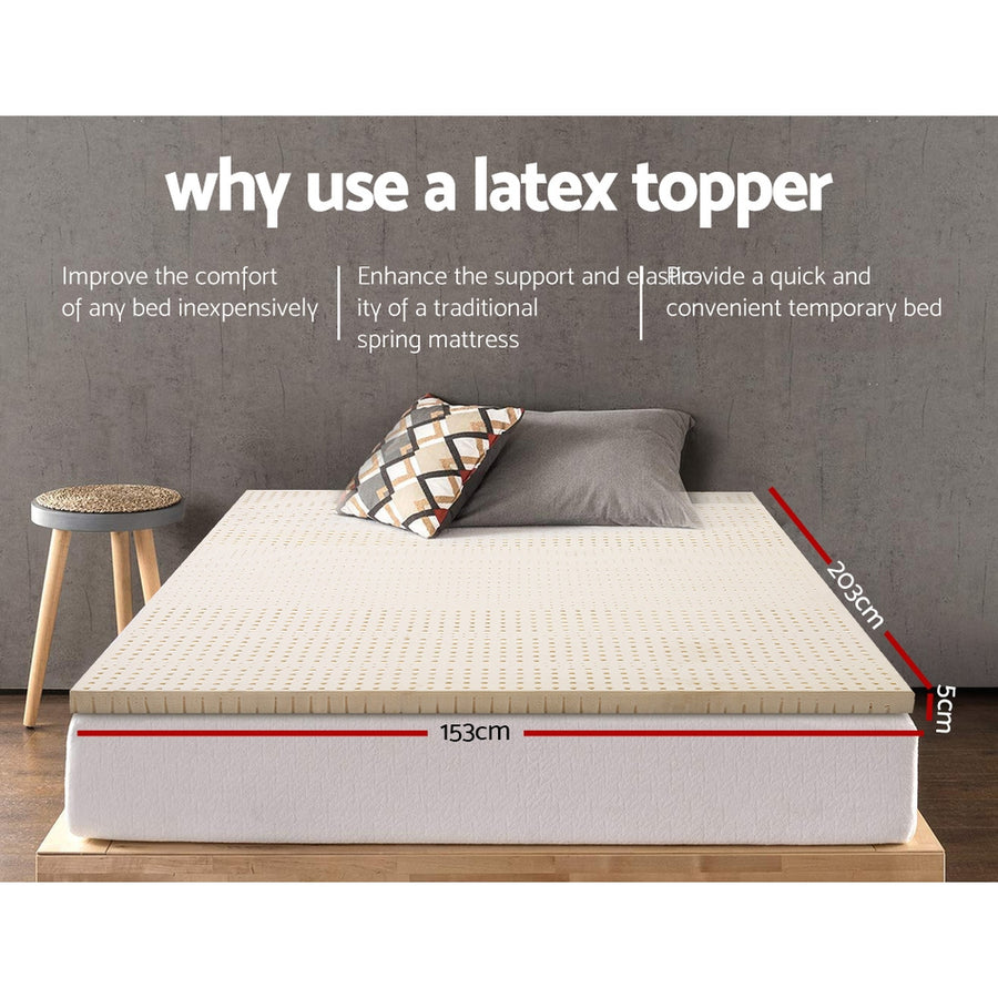 Giselle Bedding Latex Mattress Topper, 5cm Thick Cooling Bed Pad for Side Sleepers Pain Relief, 7 Zone, Foldable