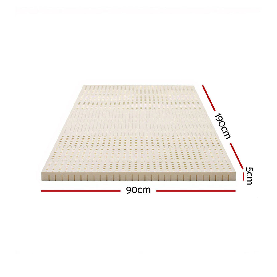 Giselle Bedding Latex Mattress Topper, 5cm Thick Cooling Bed Pad for Side Sleepers Pain Relief, 7 Zone Foldable Mat with Washable Cover for Guest Room Bedroom Single