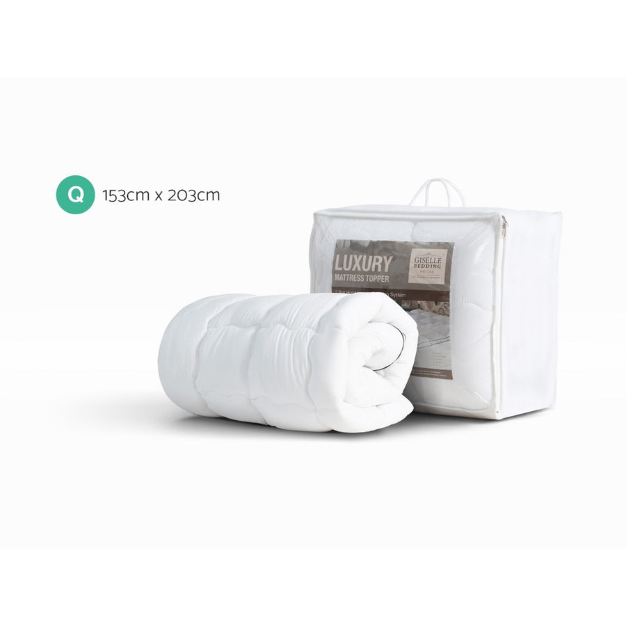Giselle Bedding queen pillowtop mattress topper, 5cm thick microfibre, baffle box construction