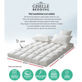 Giselle Bedding Pillowtop Mattress Topper 5cm Thick Pad for Back Pain Relief Washable Underlay Protector 1000GSM Microfibre Filling 45cm Deep Pocket Double - Front View