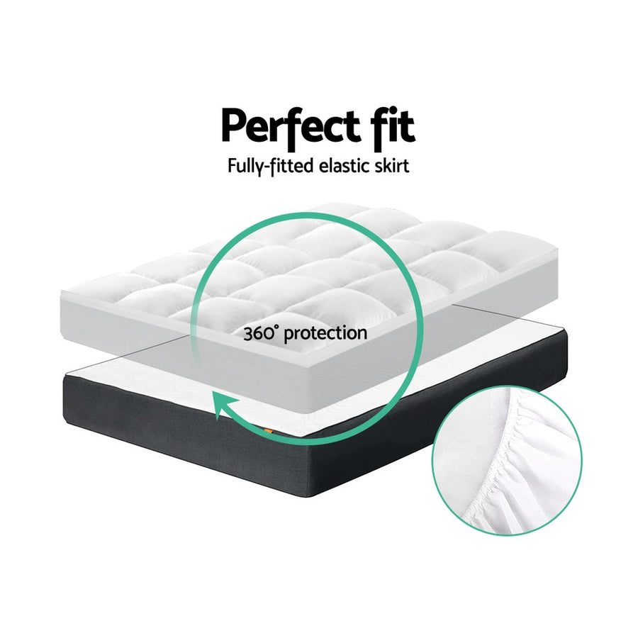 Giselle Bedding Pillowtop Mattress Topper 5cm Thick Pad for Back Pain Relief Washable Underlay Protector 1000GSM Microfibre Filling 45cm Deep Pocket King Single