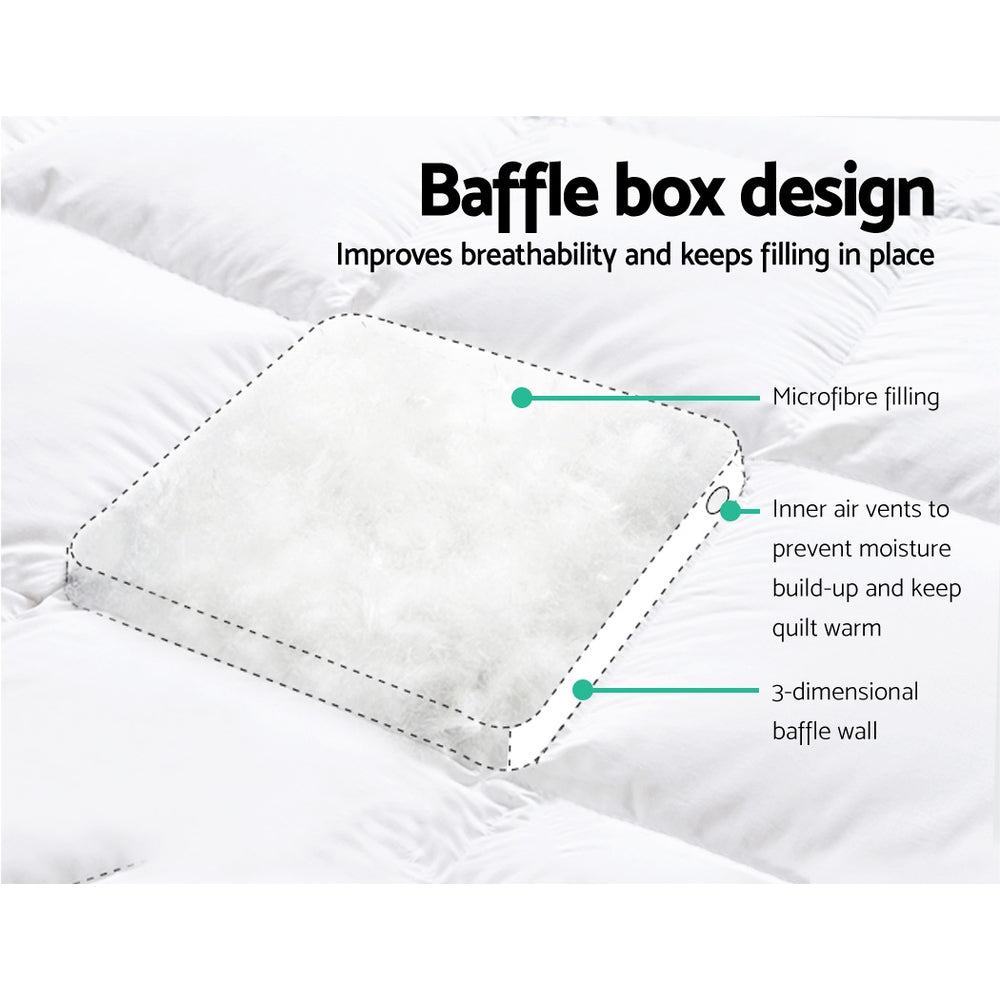 Giselle Bedding Pillowtop Mattress Topper 5cm Thick Pad for Back Pain Relief Washable Underlay Protector 1000GSM Microfibre Filling 45cm Deep Pocket Single