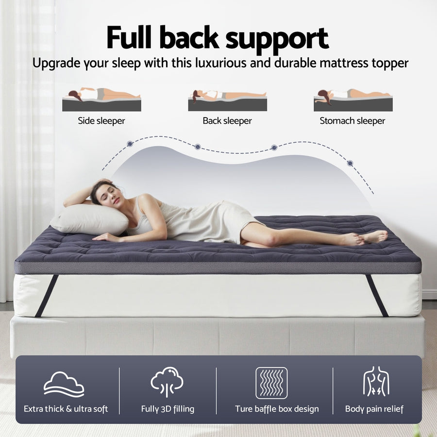Giselle 5cm Mattress Topper Pillowtop toppers Bamboo Charcoal King