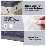 Giselle 5cm Mattress Topper Pillowtop toppers Bamboo Charcoal King Single - Rear View