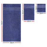 Luxurious 6-Piece Navy Cotton Bath Towel Set - Front View