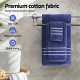 Luxurious 6-Piece Navy Cotton Bath Towel Set - 45-Degree Angle