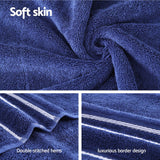 Luxurious 6-Piece Navy Cotton Bath Towel Set - Rear View