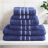 Luxurious 6-Piece Navy Cotton Bath Towel Set - Close-Up Angle