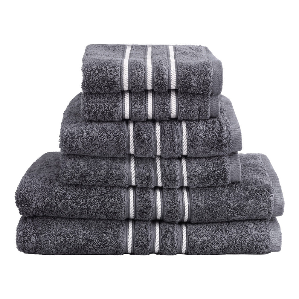Luxury 6-Piece Grey Cotton Bath Towel Set