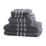 Luxury 6-Piece Grey Cotton Bath Towel Set - Side View