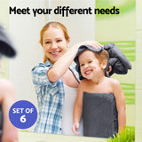 Luxury 6-Piece Grey Cotton Bath Towel Set - Top-Down View