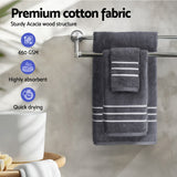 Luxury 6-Piece Grey Cotton Bath Towel Set - 45-Degree Angle
