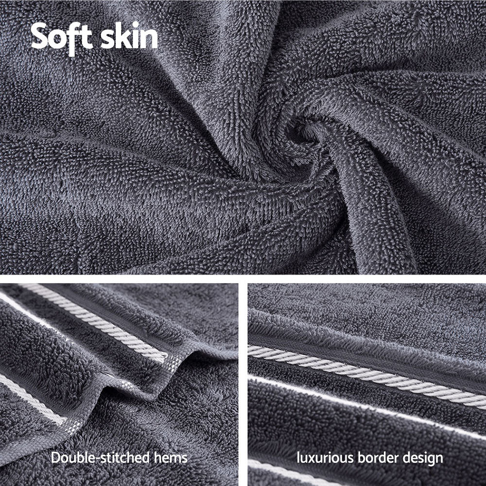 Luxury 6-Piece Grey Cotton Bath Towel Set