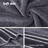 Luxury 6-Piece Grey Cotton Bath Towel Set - Rear View