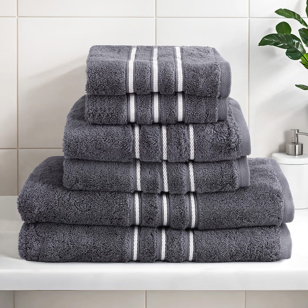 Luxury 6-Piece Grey Cotton Bath Towel Set