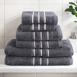 Luxury 6-Piece Grey Cotton Bath Towel Set - Close-Up Angle