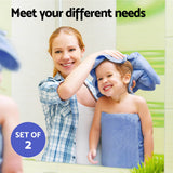 2 Pack Bath Sheets Set Cotton Extra Large Towel Blue - Top-Down View